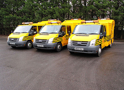 A fleet of RAV scanner survey vehicles